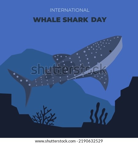 International whale shark day flat illustration