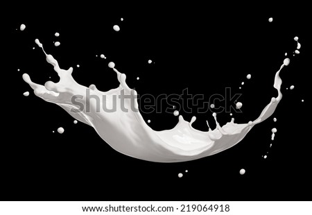 milk or white liquid splash isolated on black background Royalty-Free Stock Photo #219064918