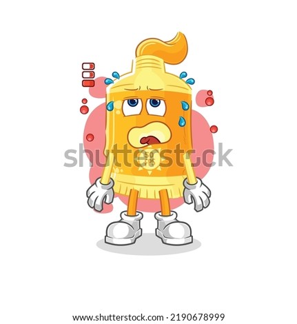 the sunscreen low battery mascot. cartoon vector