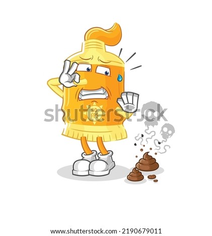 the sunscreen with stinky waste illustration. character vector