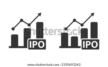 IPO icon. IPO - initial public offering or stock market launch icon. Flat vector illustration. Royalty-Free Stock Photo #2190693263