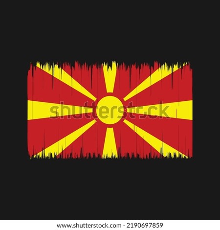 North Macedonia Flag Brush Strokes. National Flag