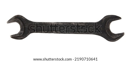 Old wrench isolated on white background. Detail for design. design elements. macro. full focus. Background for business cards, postcards and posters.