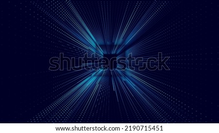Square Frame Border Blue Lights DJ Party Flyer Background. Rectangle Tunnel Big Data Backdrop. Abstract Blue Digital Background. Computer Digital Tunnel Technology Vector Illustration. Royalty-Free Stock Photo #2190715451