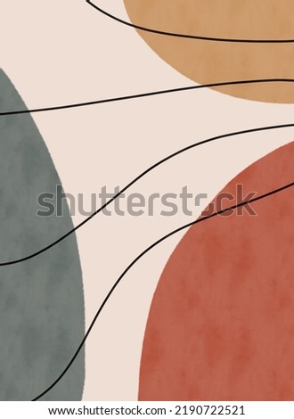 Abstract shapes Boho paint print set. Scandinavian style poster background collection. Minimalist contemporary design jpeg illustration for wall decoration, home gallery, postcard, brochure cover