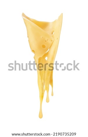 melted cheese flows in the air on a white background Royalty-Free Stock Photo #2190735209
