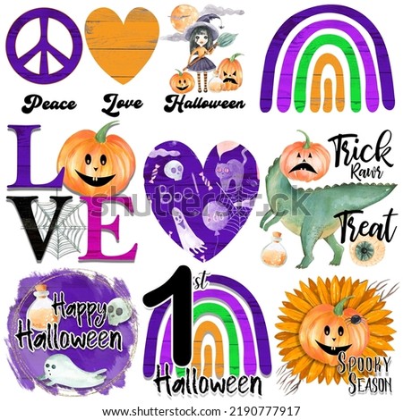 Halloween Illustration clipart. Happy Halloween Sublimation T-shirt Designs