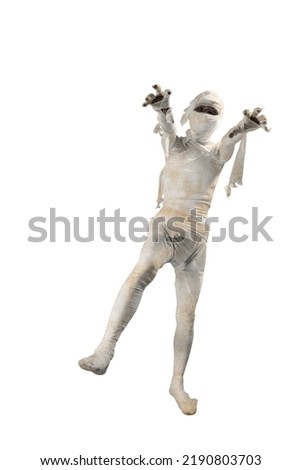 Mummy standing with claw hands isolated over white background