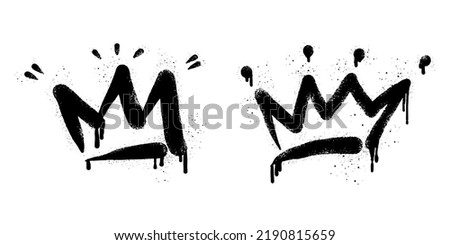collection of Spray painted graffiti crown sign in black over white. Crown drip symbol. isolated on white background. vector illustration Royalty-Free Stock Photo #2190815659