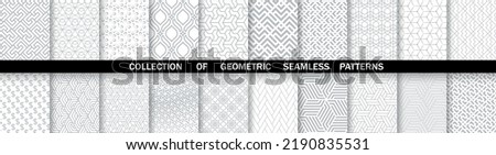 Geometric set of seamless gray and white patterns. Simpless vector graphics. Royalty-Free Stock Photo #2190835531
