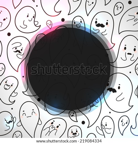 Cover with hand drawn ghosts, vector.