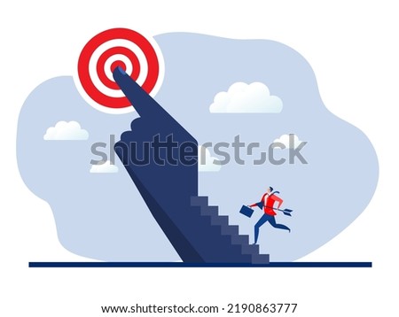 Businessman running on stair to goal , vision and  opportunities on head human for target further Growth mindset concept vector illustrator Royalty-Free Stock Photo #2190863777