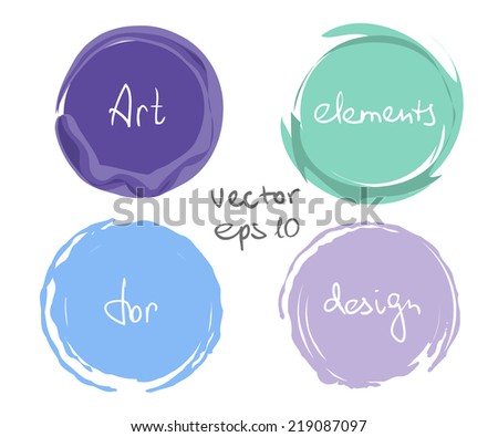 Circle paint drop set for design - four elements cold colors