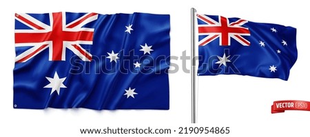 Vector realistic illustration of Australian flags on a white background. Royalty-Free Stock Photo #2190954865
