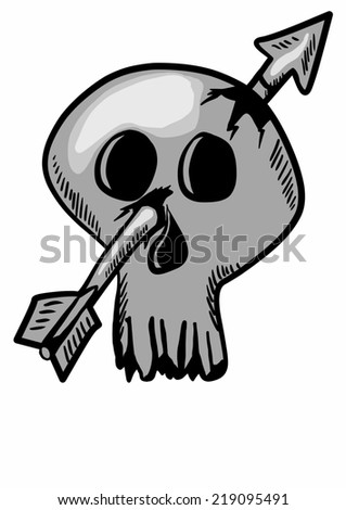 cartoon skull and arrow