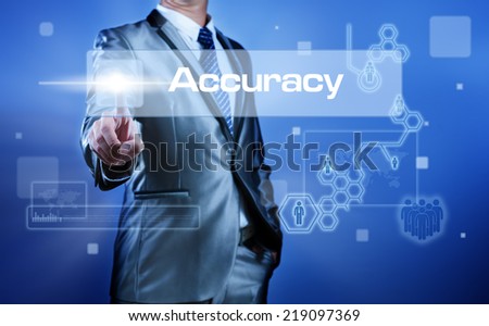 Business man working on digital virtual screen press on button accuracy