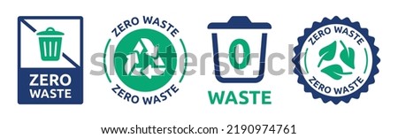 Zero waste icon label vector set with recycle sign. Royalty-Free Stock Photo #2190974761