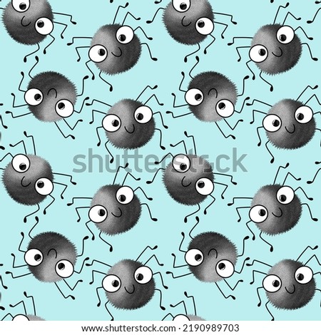 Cartoon Halloween cute spider seamless pattern for wrapping paper and clothes kids print and fabrics and accessories and notebooks 