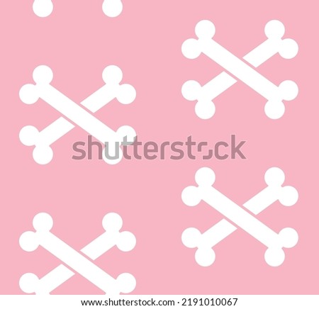 Vector seamless pattern of flat crossed bones isolated on pink background