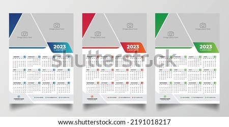 2023 one page wall calendar design template Royalty-Free Stock Photo #2191018217