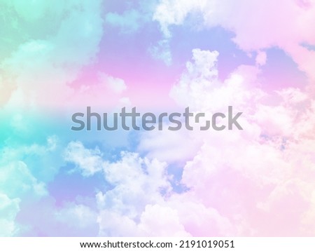 beauty sweet pastel pink green colorful with fluffy clouds on sky. multi color rainbow image. abstract fantasy growing light