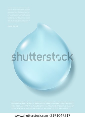 Vector 3D Illustration Minimalist Abstract Water Drops Poster, Book Cover or Advertisement Background. Light Blue.	