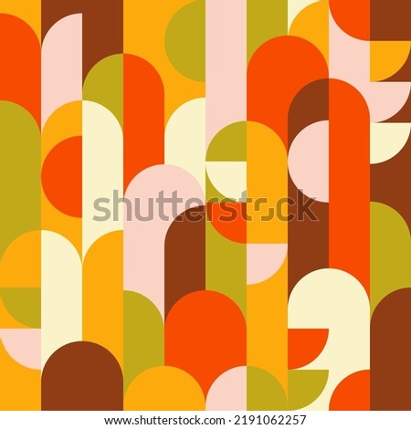 Scandinavian Style Geometric Design In A Retro 1970s Color Palette. Mid Century Modern Seamless Pattern Repeat. Royalty-Free Stock Photo #2191062257