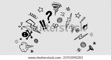 Doodle sketch style of Swearing icons cartoon hand drawn illustration for concept design.  Royalty-Free Stock Photo #2191090283