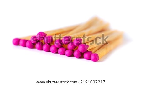 Fire matches pile isolated on white. red phosphorus heads Royalty-Free Stock Photo #2191097217