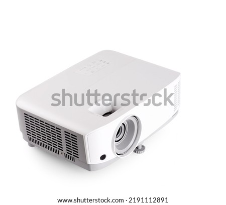 The White multimedia projector isolated on white background