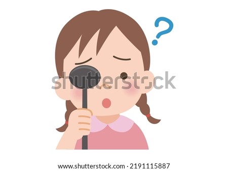 Clip art of girl who cannot see well in vision test