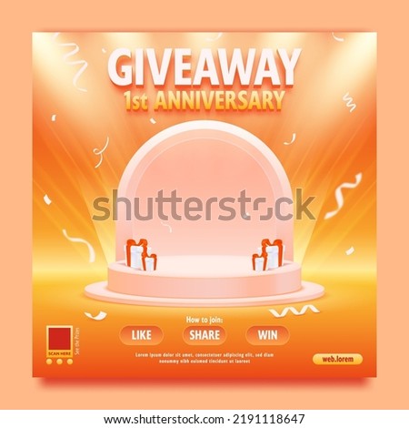 Giveaway anniversary with podium and spotlight background template Royalty-Free Stock Photo #2191118647