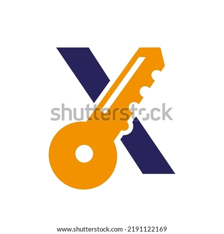 Letter X Key Logo Combine With House Locker Key For Real Estate and House Rental Symbol Vector Template