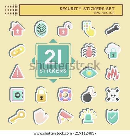 Sticker Set Security. suitable for education symbol. simple design editable. design template vector. simple illustration
