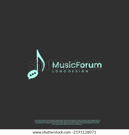music forum logo design, music note combine with bubble speech logo concept modern