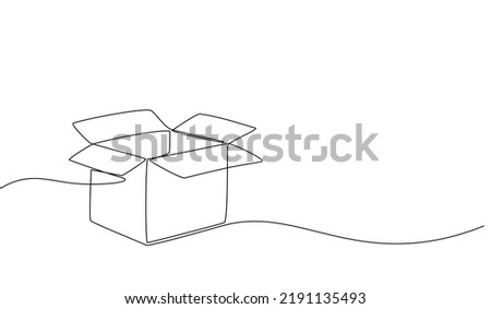 Continuous one line drawing of a cardboard box. Online shopping concept, fast delivery, carton box, shipping and packaging. Transport, cardboard box in doodle style. vector illustration Royalty-Free Stock Photo #2191135493