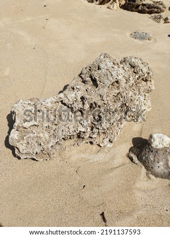 Rocks on the sea sand on the beach.