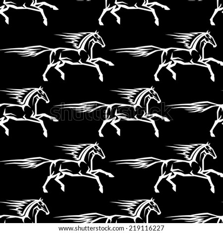Seamless background pattern of rushing horse stallions, suitable for equestrian sport and wallpaper 