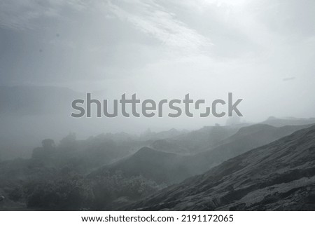 Frozen and foggy hills in Indonesia