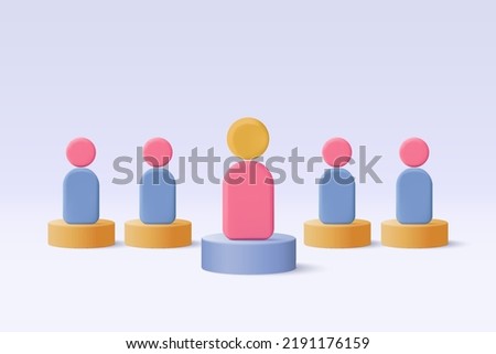 3D people in team leader symbol of teamwork. Problem-solving, business challenge in leadership connection to people, partnership concept. 3d teamwork idea icon vector render illustration Royalty-Free Stock Photo #2191176159
