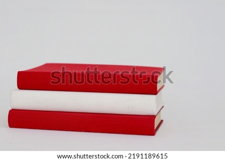 Red and white Books on white background