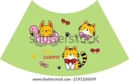 Very cute cartoon cat drawings are great for learning to draw or decorating the walls of your house

