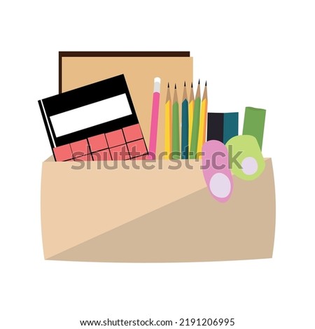 Box with personal things of dismissed worker on white background