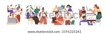 Teamwork concept. Groups of people work in teams together at business corporate projects for common goal. Working process with different tasks. Flat vector illustrations isolated on white background Royalty-Free Stock Photo #2191225261