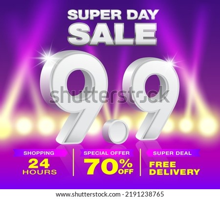 9.9 Special day sale template, 70% off sale, big promotion to support the nine-month online sale. web ads social media and online shopping. Royalty-Free Stock Photo #2191238765