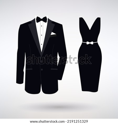 icon tuxedo and dress for celebration on a light background Royalty-Free Stock Photo #2191251329