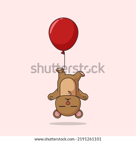 vector illustration of a cute bear stuck in a balloon

