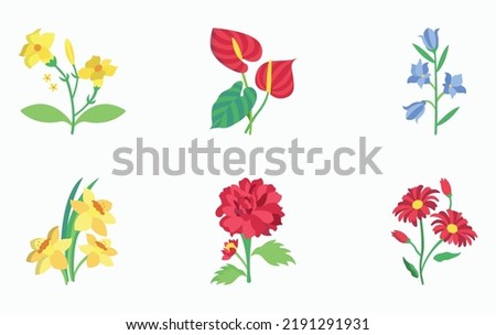 Flowers and petals icon set