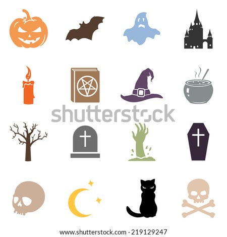 Vector Set of Color Halloween Icons