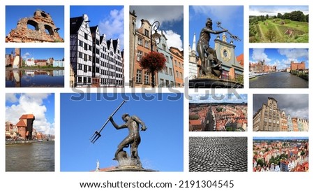 Gdansk, Poland - postcard collage. Landmark photo collection.